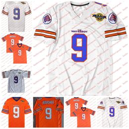 Football Jerseys 9 Bobby Boucher Football Jersey Men's Adam Sandler Bobby Boucher Movie the Waterboy Mud Dogs with Bourbon Bowl Patch