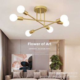 Lights Vintage Pendant Multiple E27 Lamp Base 6 Heads Black/White/Gold For Living Room Modern Simplicity LED Ceiling 0209