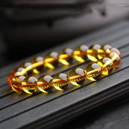 Strand 4-12mm DIY Yellow Citrines Beads Bracelets For Women Gift Trinket Elastic Stretch Cord Bangle Jewellery Lucky Stone Friend