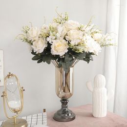 Decorative Flowers 13 Rose Hydrangea Artificial Natural Preserved Room Desktop Emulation Decor Branche Party Valentines Decoration Bedroom