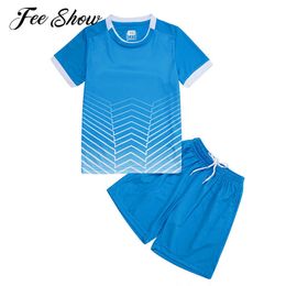 Clothing Sets Kids Boys Girls Football Team Training Uniform Running Set Casual Sport Suit Round Neck Short Sleeve Tshirt Drawstring Shorts W230210