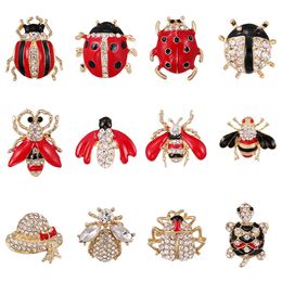 Pins Brooches Weimanjewelry Lot Enamel Crystal Rhinestone Animal Honeybee Beetle Turtle Insect Brooch Pin Set For Women Diy Decorati Am465