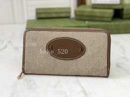 Wallets Woman Horsebit Zipper Around Wallet Beige/ebony Canvas a Material With Low Environmental Impact Lady Credit Card Purse 621889