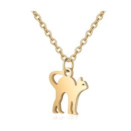 Pendant Necklaces Cute Cat Necklace For Women Men Stainless Steel Gold Sier Simple Design Pet Charm Adjustable Jewellery Drop Delivery Dhljv