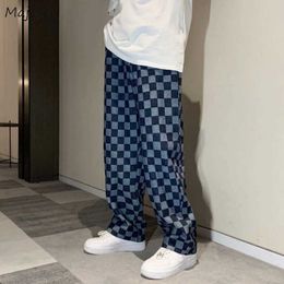 Men's Pants Men Plaid Casual Trendy Straight Loose High Street Teenagers Unisex Couple Ulzzang Large Size Trousers S-3XL Males Popular Y2302