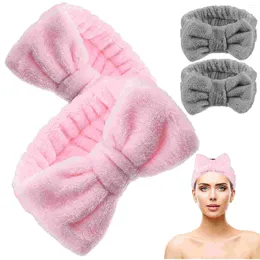 Bandanas Headband Makeup Face Headwrap Washing Wash Headbands Care Skincosmetic Knotshower Fluffy Elastic Plush Bowknotband Hair Turban