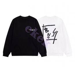 Fashion Luxury Mens Long Sleeve Sweatshirt Simple Letter Graffiti Print Sweatshirt Design Crew Neck Pullover Top Black White