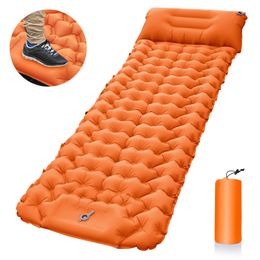 Outdoor Pads Outdoor Camping Sleeping Pad Inflatable Mattress with Pillows Travel Mat Folding Bed Ultralight Air Cushion Hiking Trekking Tool 230210