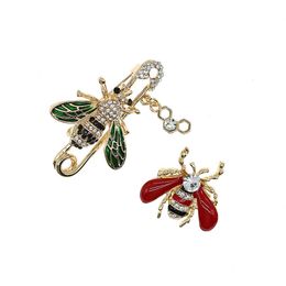 Pins Brooches Hsqyj Cute Bee Enamel Crystal Animal Brooch Pin Set Fashion Pearl Insect Themed Lapel Large Safety For Women Men Drop Amqch