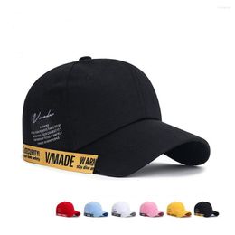 Ball Caps Baseball Women And Men Unisex Fashion Hats Cotton Polyester Long Ribbon Design Simple Style Fitted Multiple Colours BQ0524