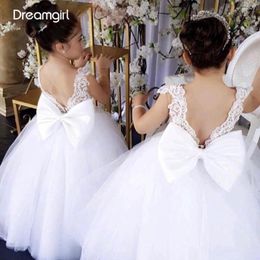 Girl Dresses Pretty Flower Gilrs Wedding Dress Tulle Appliques Kids Sweep Train Children