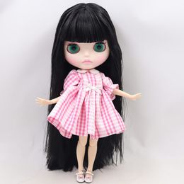 Dolls ICY DBS Blyth Doll For Series NoBL9601 Black hair Carved lips Matte face Joint body 16 bjd 230210