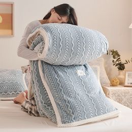 Blanket Winter Double Layers Coral Fleece Thickened Quilt Big Cosy Throw for Couch Bedspread on The Bed 230209