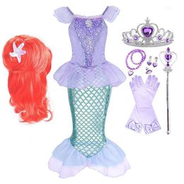 Girls Dresses Girl Princess Dress Little Mermaid Costume Baby Girl Dress Summer Children Halloween Birthday Party Clothes 310 Years 230210