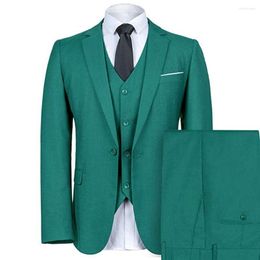 Men's Suits Mens Green Slim Fit Suit One Button Notch-Lapel 3 Pieces Blazer Tux Vest & Trousers