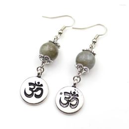 Dangle Earrings FYSL Silver Plated 3D Symbol Connect Many Colors Quartz Stone Beads Drop For Women Metaphysical Jewelry