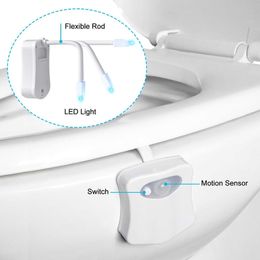 Smart Bagno LED Toilette USB Luce notturna Corpo Sensore di movimento del sedile attivato Lampada 8 colori Toilette Retroilluminazione impermeabile D1.5