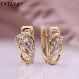 Dangle Earrings PATAYA Natural Zircon Hollow 585 Rose Gold Colour Micro-wax Inlay Fashion Jewellery Lovely Romantic