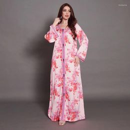 Ethnic Clothing Printed Abayas For Women Muslim Dress Dubai 2023 Long Sleeves Hijabs Plus Size Turkish Jalabiyat Ramadan Islamic Arabic