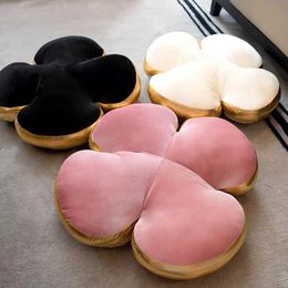 Luxury Velvet Four Leaf Toys Clover Pillow Stuffed Pink Black Lucky Leaf Chair Seat Pillow Elegant Flower Floor Mat Sofa Home Decor LA521