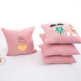 Pillow Cozy Pink Cover Soft Gold Foil Girls Room Heart Pineapple Home Decorative For Sofa Bed 43x43cm Zip Open