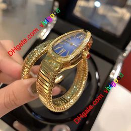 Luxury lady Bracelet Women Watch gold snake Wristwatches Top brand diamond Stainless Steel band Womens Watches for ladies Christma337h