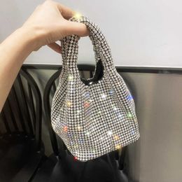 Shoulder Bags Aw Rhinestone Designer Bag Portable Bucket Bags Chain Shopping Bags Vegetable Basket Pouch Full Drill Single Tote Bag