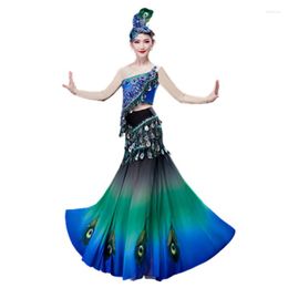 Stage Wear Paillette Peacock Costume Suit For Women Green Minority Dai Dance Clothing National Party Clothes Performance