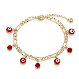 Link Chain LUALA Evil Eye Bracelet New Mix 4 Color 14K Gold Color AAA CZ Evil Eye Link Chain Fashion Jewelry for Women Wholesale G230208