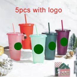 Mugs 710ml Straw Cup With Lid Colour Changing Coffee Muti style Reusable Plastic Tumbler Portable Drink Mug For Outdoor Travel Car 230210