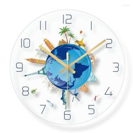 Wall Clocks Nordic Home Art Minimalist Fashion Transparent Glass Clock Bedroom Noiseless Modern And Unique Round Living Room