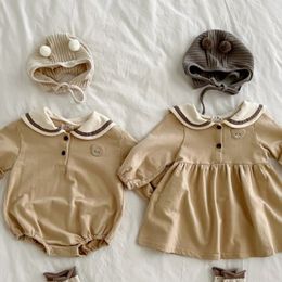 Rompers 3405B born Clothes Sister Baby Bodysuit Or Dress Autumn Girl s Toddler 230209