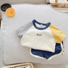 Trendy Color Matching Tshirts Suits New Style Casual Sports Sets Baby Boys Thin Cotton Tops Summer Clothing pcs