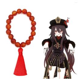 Bangle Anime Genshin Impact Bracelets Hu Tao Cosplay Bangles Red Agate Beads Prop Jewelry Decor For Women Jewellery Gifts