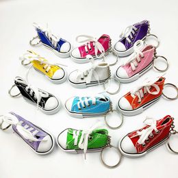 Key Rings Mini Hi Top Canvas Sneaker Tennis Shoe Keychain Blue Pink White Sports Shoes Keyring Doll Funny Gifts package car accessories G230210