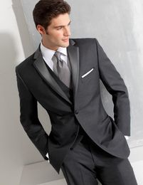 Men's Suits Two Buttons(Jacket Pants Vest Tie) Wedding Groom Men Custome Made Tuxedos Notch Lapel 3 Pieces Latest Coat & Blazers