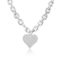 Pendant Necklaces Big Heart Necklace For Women's Neck Chain Cubic Zircon Stainless Steel Choker Jewelry On The Party Gift