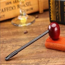 2019 New Solid Wood Short Pipe with 145mm Long Personality Circular Smoke Nozzle Creative Removable Mini Tobacco Wholesale