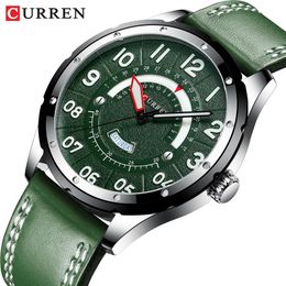 Casual Business Leather Strap Watch for Men Luxury Brand Military Green Clock Mens Quartz Wristwatch Male Calendar Watches260Q