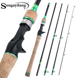 Boat Fishing Rods Sougayilang Fishing Rod 18 24m 5Section Carbon Fiber Baitcastting Rod Portable Travel Carp Pole Fishing TackleTools Pesca J230211