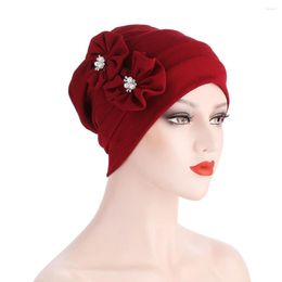 Ethnic Clothing Style Ladies Turban Hat Pearl Flowers Fashion Muslim Women's Toe Cap French Abaya Noble Worship Islamic National