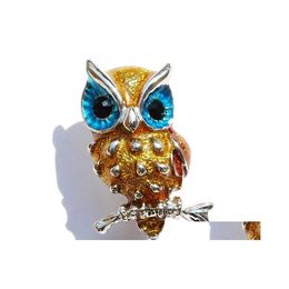 Pins Brooches Brooch For Women Jewellery Retro Plastic Rhinestone Crystal Enamel Owl Pins Gifts Christmas Drop Delivery Jewelry Dhvzz