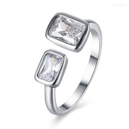 Wedding Rings Garilina Ring Series Square Austrian Crystals Silver Colour Open For Women Jewellery Wholesaler R2224