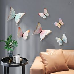 Decorative Figurines Resin Butterfly Creative 3d Sticker Living Room Animal Figurine Wall Murals Tv Background Home Decor