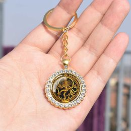 Key Rings Shiva Nataraja Keychain Buddhist Jewelry Lakshmi Goddess Rhinestone Pendant Hinduism Amulet Keyring Gift G230210