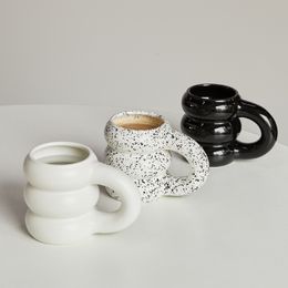 Mugs Creative Water Cup Ceramic Mug Nordic Coffee Cups with Big Handrip Colored Ceramics Juice 230210