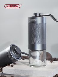 Other Home Garden HiBREW Manual Coffee Grinder Portable High Quality Hand Mill Aluminium With Visual Bean Storage G4 230211