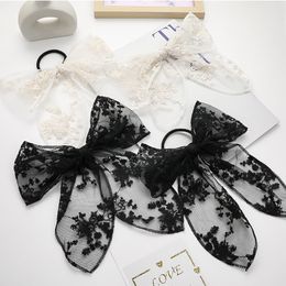 Korea Sweet White Black Lace Butterfly Ribbon Hair Clips Hair Barrettes Hairpins for Kids Girls Party Wedding Hair Accessories 1593