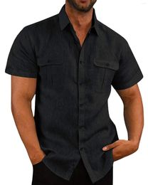 Men's Casual Shirts 2023 Men's Blouse Cotton Linen Shirt Loose Tops Short Sleeve Tee Summer Handsome Men T-shirt