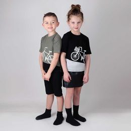 T-shirts Boy and girl bike tee top kids t-shirt summer short sleeves and long sleeves clothing children clothes horizontal rib round neck T230209